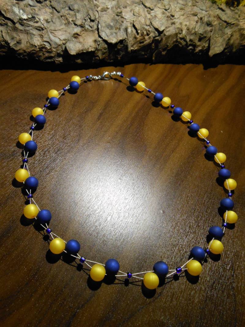 Polariskette Blau Gelb Halskette Polaris Kette von BelasPerlenparadies