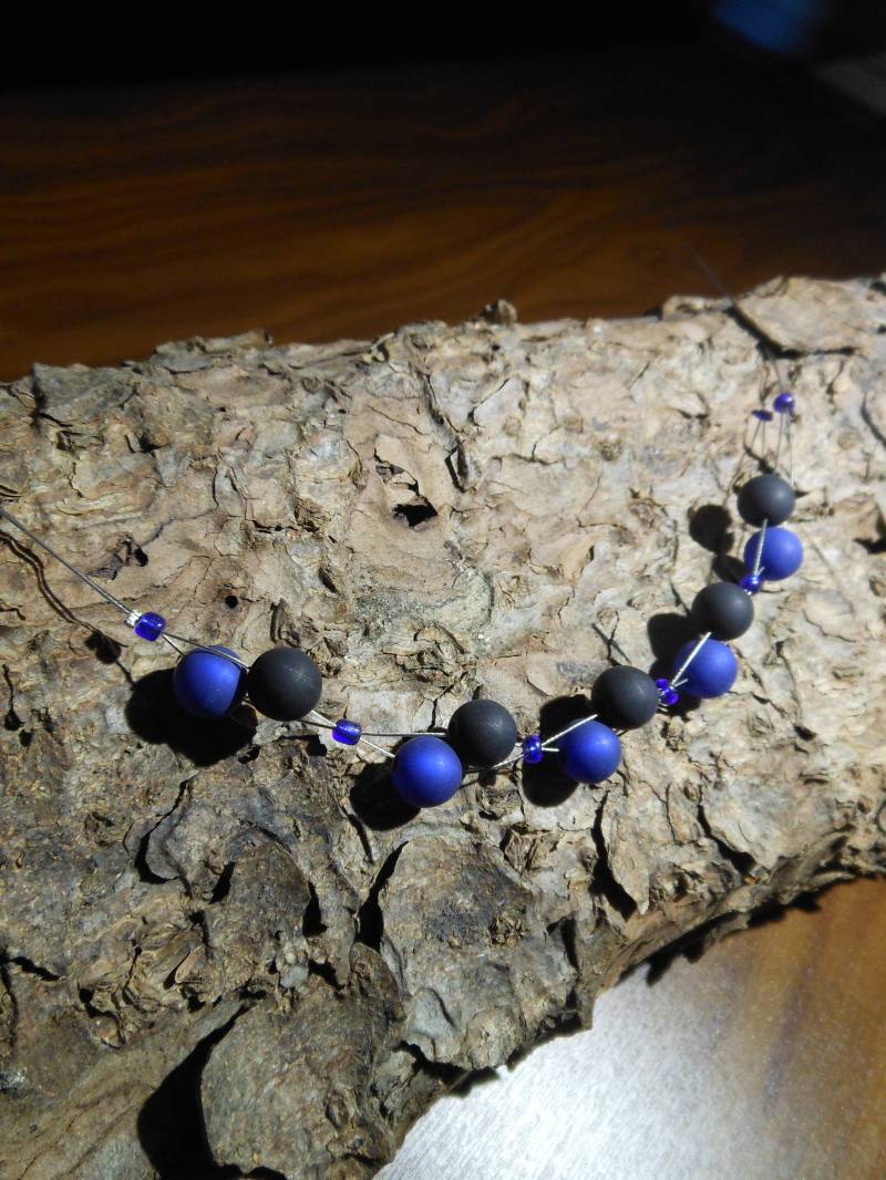 Polariskette Blau Schwarz Dunkelblau Halskette Polaris Kette von BelasPerlenparadies