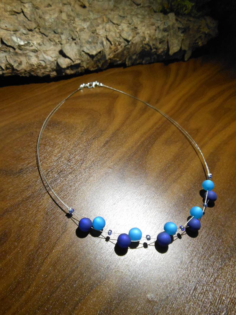 Polariskette Hellblau Dunkelblau Blau Halskette Polaris Kette von BelasPerlenparadies