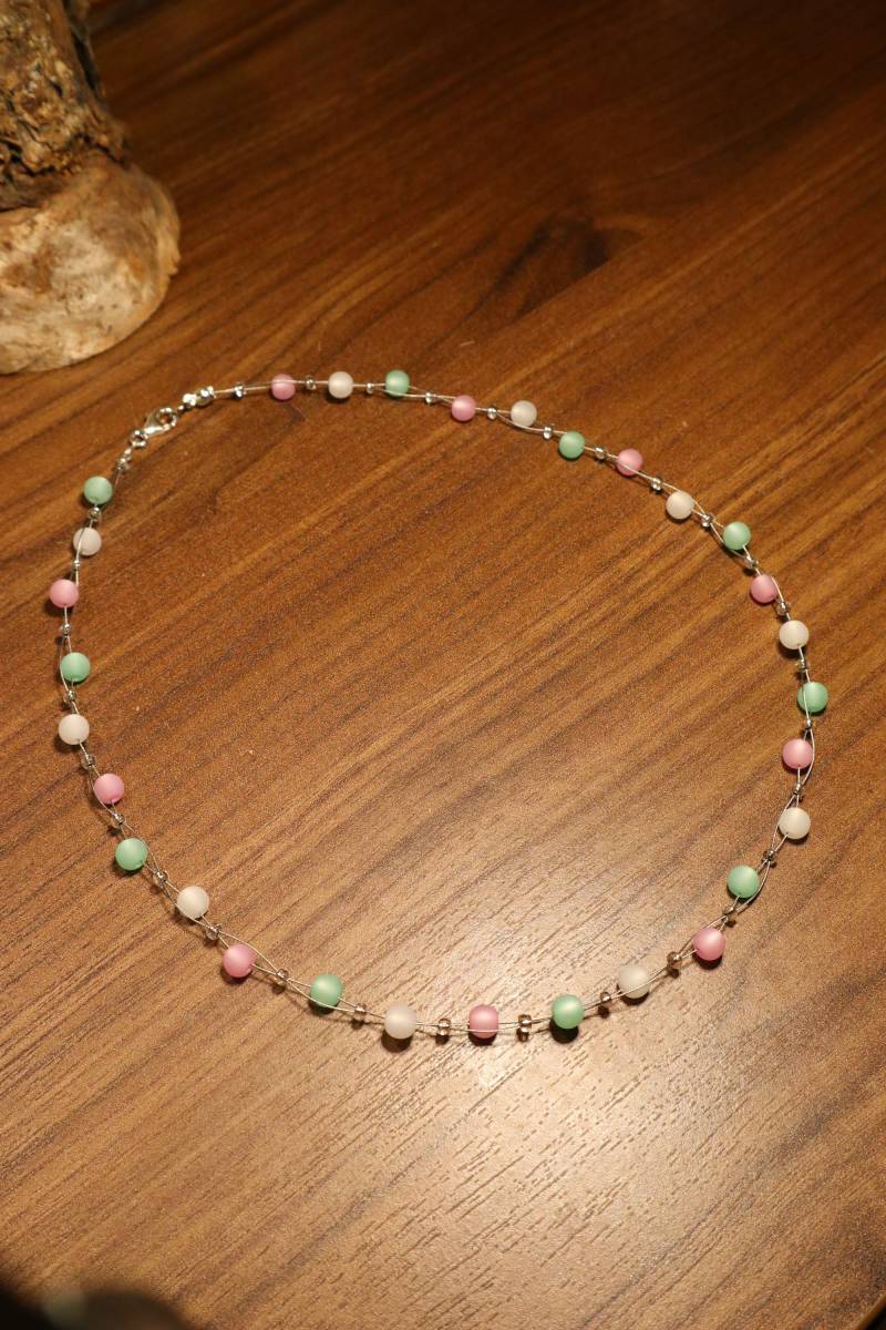 Polariskette Mint Rosa Weiss Halskette Polaris Kette von BelasPerlenparadies