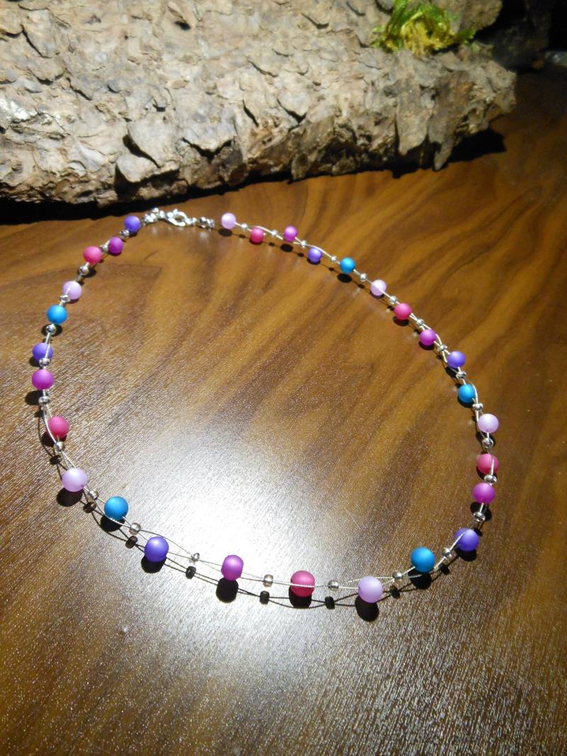 Polariskette Mint Rosa Weiss Halskette Polaris Kette von BelasPerlenparadies