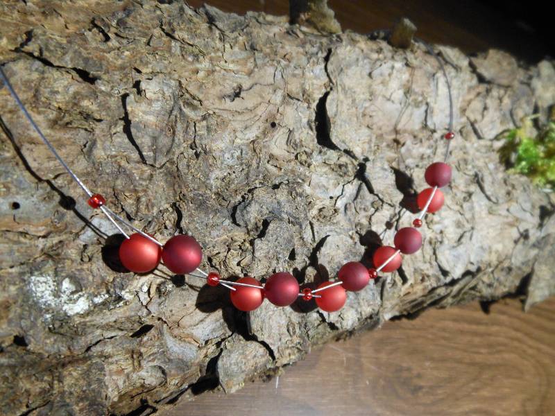 Polariskette Rot Hellrot Bordeaux Halskette Polaris Kette von BelasPerlenparadies