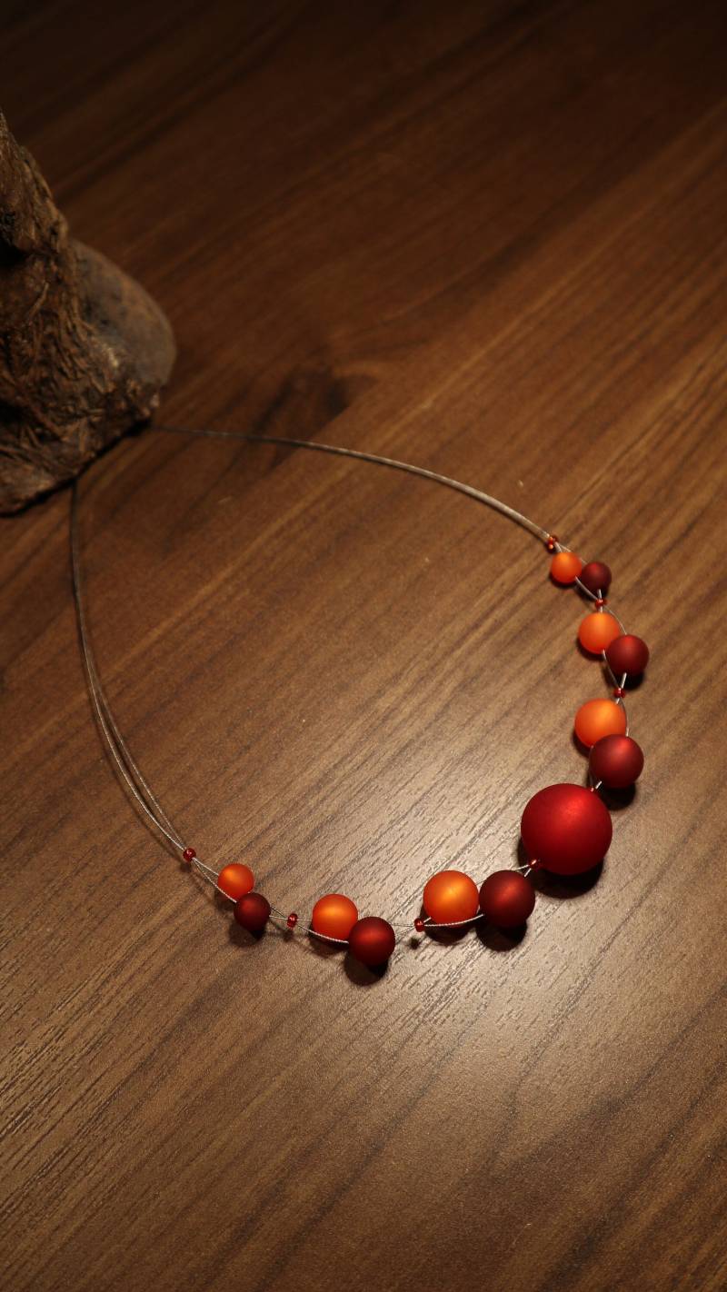 Polariskette Rot Orange Halskette Collier Polaris Kette von BelasPerlenparadies