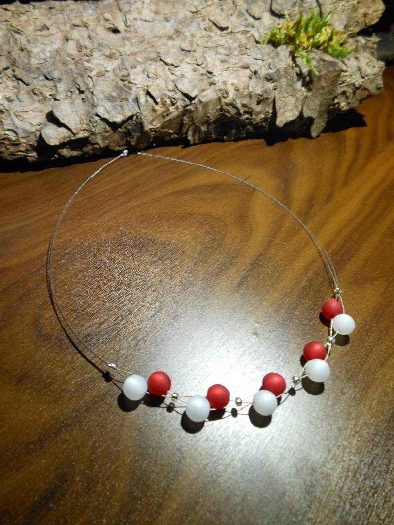 Polariskette Rot Weiss Bordeaux Halskette Polaris Kette von BelasPerlenparadies