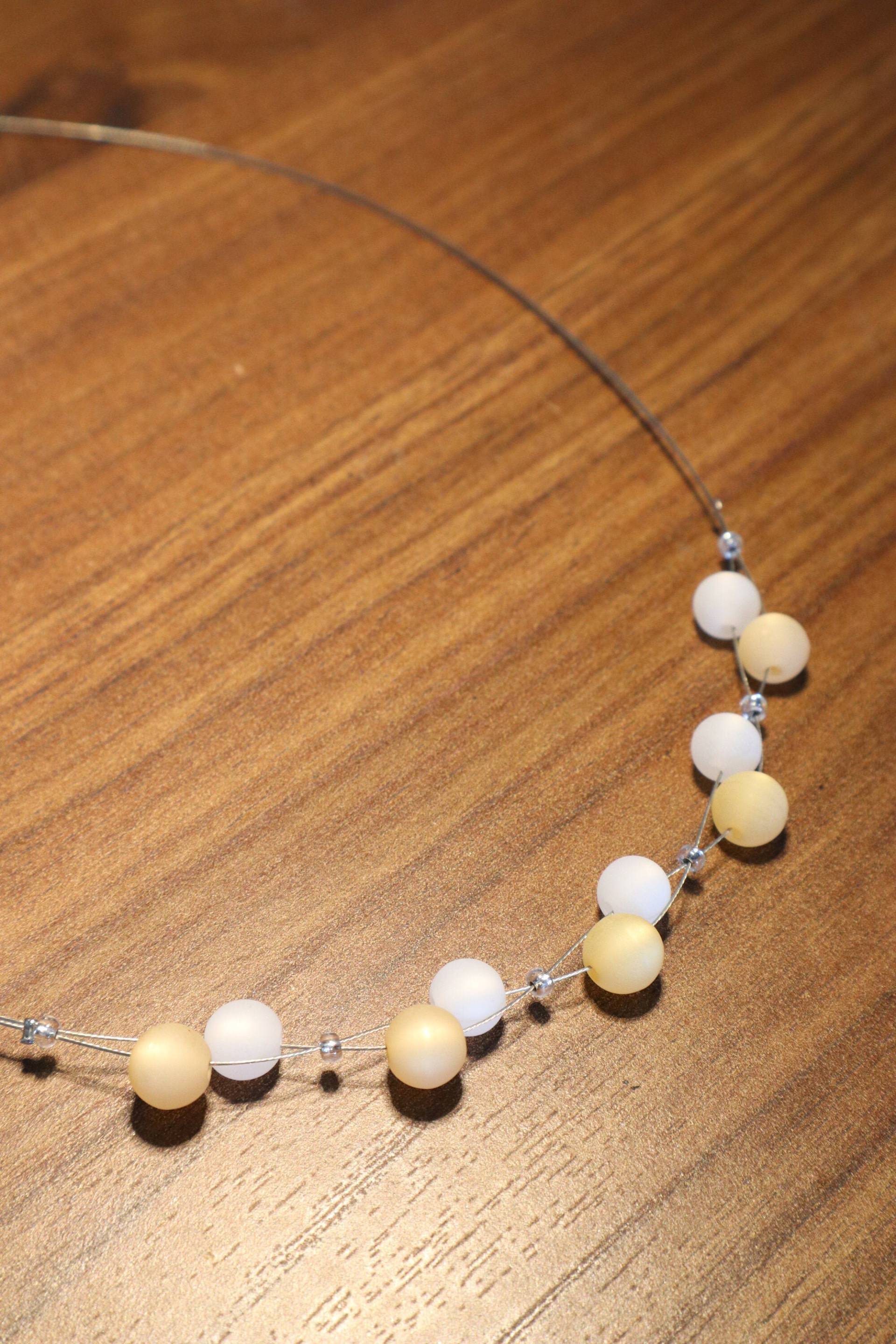 Polariskette Weiss Champagner Halskette Polaris Kette von BelasPerlenparadies