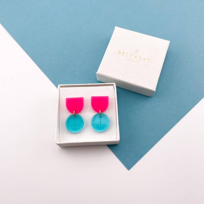 Ohrringe Hetti, Acryl Ohrringe, Neon Pink, Colorblock Statement, Mittelgroß Und Leicht Ohrringe Hetti, Acryl Ohrringe, Neon Pink, Colorblock Statement, Mittelgroß Und Leicht von Belcarat