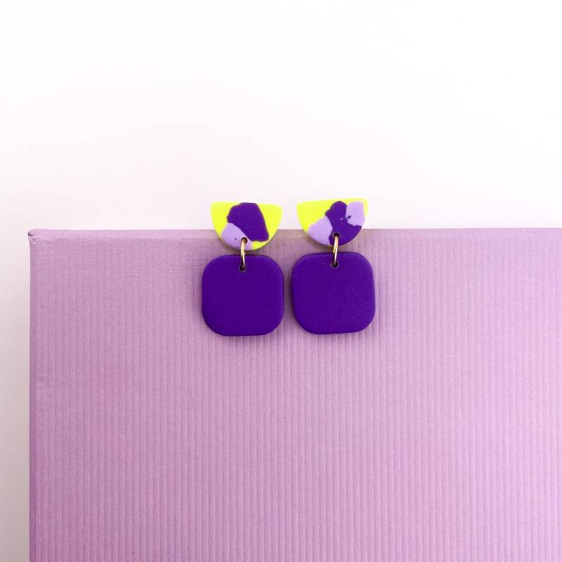 Ohrringe Lilo, Terrazzo Muster, Neongelb Mit Lila, Leichte Und Kleine Statement Stecker Aus Polymer Clay, Handgemacht Ohrringe Lilo, Terrazzo Muster, Neongelb Mit Lila, Leichte Und Kleine Statement Stecker Aus Polymer Clay, Handgemacht von Belcarat