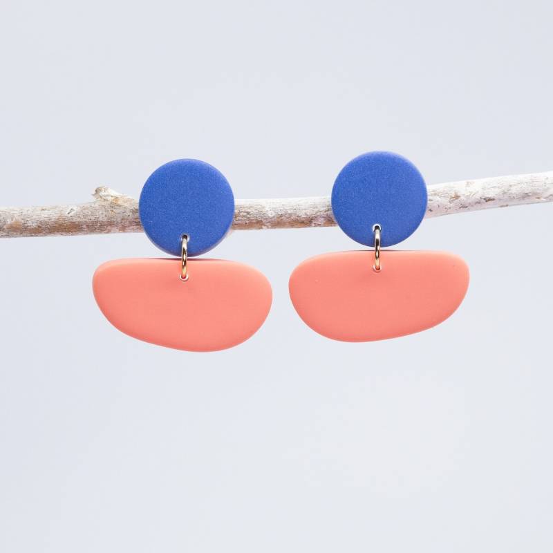 Ohrringe Lotta, Statement Aus Polymer Clay, Blau&coral Ohrringe Lotta, Statement Aus Polymer Clay, Blau&coral von Belcarat