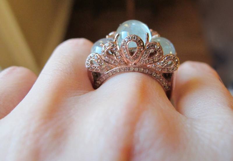 Aquamarin Avantgarde Rose Gold Ring - Cabochon Statement Einzigartiger Solitär März Birthstone von Belesas