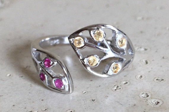 Blatt Personalisierter Geburtsstein Ring Schmuck Geschenk Für Neue Mama Braut Bff Freundin Paare -Kind Valentinstag Verstellbarer Zierlicher von Belesas