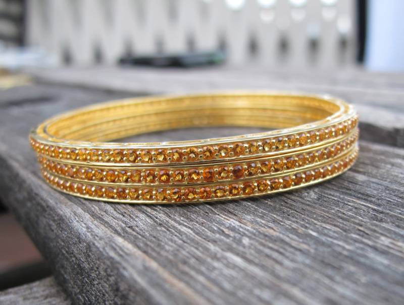 Citrin Gold Armreif - November Birthstone Armband Goldstein Gelb Topas von Belesas