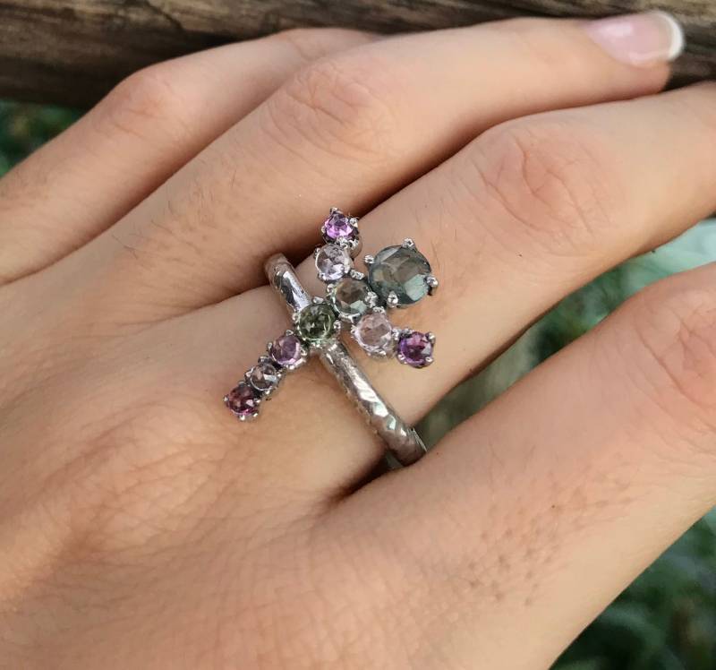 Cluster Sapphire Libelle Ring - Multistone Skurril Edelstein September Birthstone Echter Saphir Statement Tier von Belesas