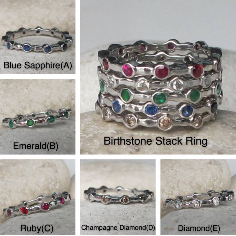 Damen Eternity Hochzeitsband- Personalisiertes Geburtsstein Band - Stapelbarer Mutter Band Ring Mutterpaar Familie Kinder von Belesas