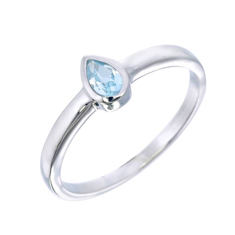 Echter Blautopas-Stack Teardrop Ring - Hellblaue Birnen Lünette Zierlicher Silber Stein Für Kinder Teenager Dezember Birthstone von Belesas
