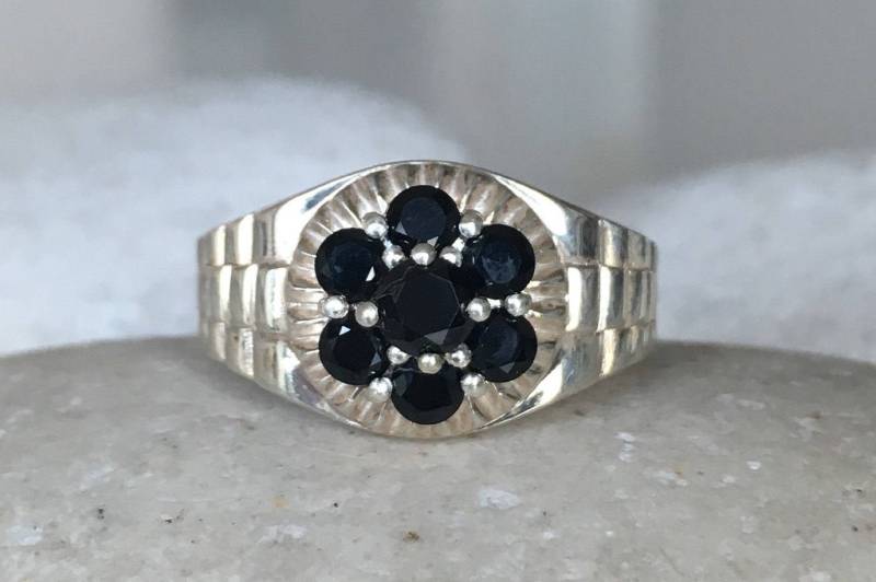 Herren Hochzeit Edelstein Band - Rolex Stil Ehering Unisex Black Stone Statement Ring Deco Verlobungsring von Belesas