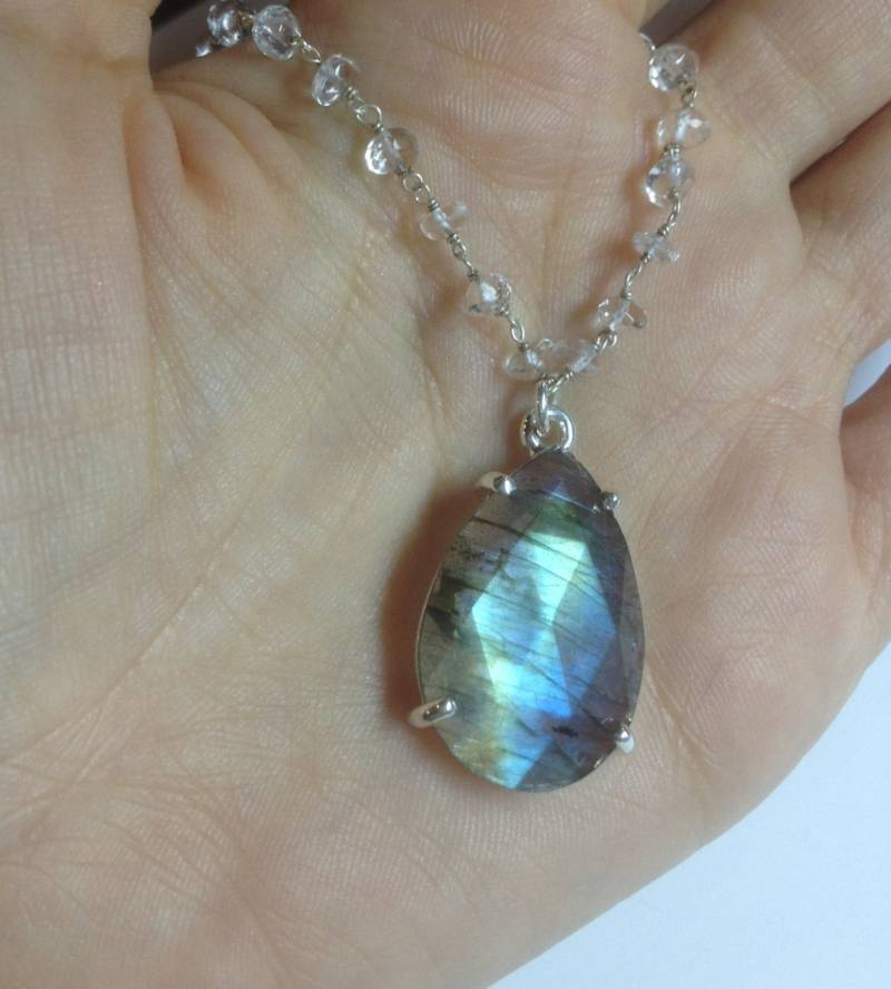 Labradorit Collier - Facettierte Perlen Halskette - Einzigartige Edelstein Braut Schmuck Geschenk Für Sie-Hochzeit Halskette von Belesas