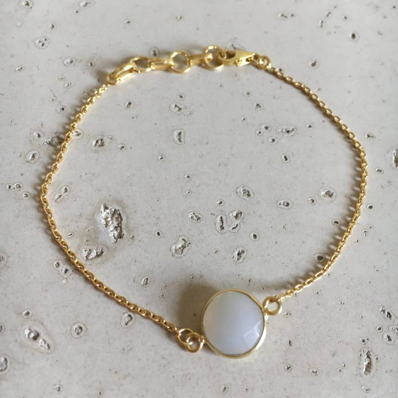 Milchgraue Mondstein Armbänder - Graue Schlichte Edelstein Zierliche Zarte Kettenarmbänder - Brautjungfern Armband Schmuck von Belesas