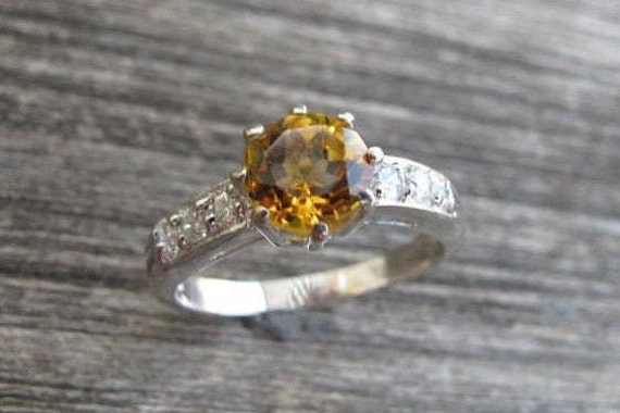 Natürliche Citrin Verlobung 8 Prong Ring-Echter Runder Silber Versprechen Ring - Orange Gelb Solitär Jahrestag Ring-November Birthstone von Belesas