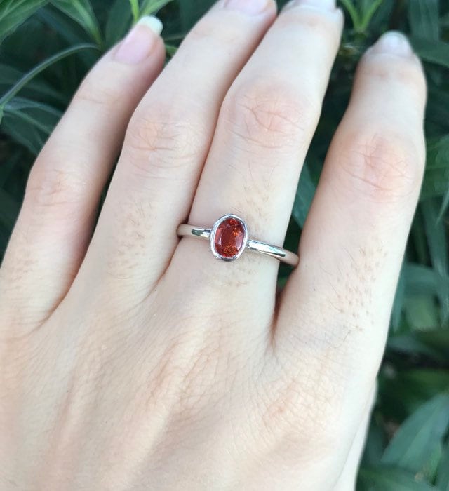 Zierliche Citrin Silber Ring - Oval Orange Stack Bezel November Birthstone Für Kinder Teenager von Belesas