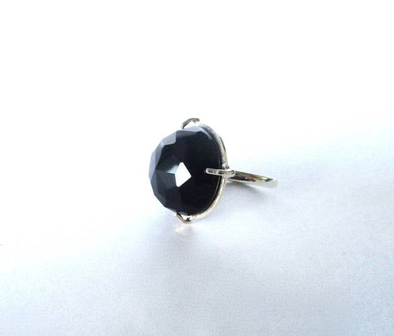 Schwarzer Rose-Cut Onyx Ring Set in Sterling Silber Schwarzer Rose-Cut Onyx Ring Set in Sterling Silber von BelforAntiques