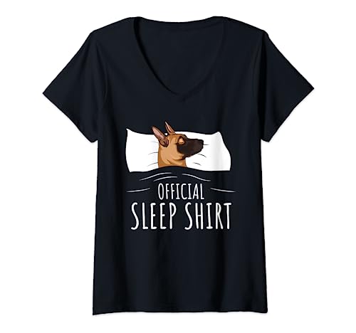Damen Offizielles Schlafshirt Malinois Dog T-Shirt mit V-Ausschnitt von Belgian Malinois Apparel & Gift Ideas