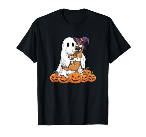 Ghost Belgischer Malinois Kürbis Halloween Kinder Herren Damen T-Shirt von Belgian Malinois Lovers Halloween Outfits Boy Girl