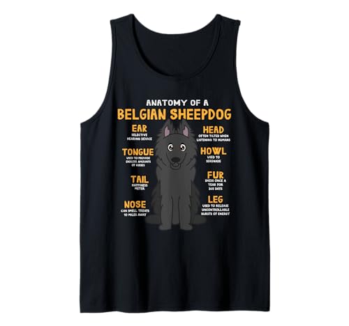Belgischer Schäferhund Anatomie Lustiger Hund Mama Papa Süße Tank Top von Belgian Sheepdog Funny Gifts Co