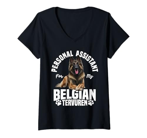 Damen Belgischer Tervurenbesitzer Hundebesitzer Assistent Belgische Tervuren T-Shirt mit V-Ausschnitt Damen Belgischer Tervurenbesitzer Hundebesitzer Assistent Belgische Tervuren T-Shirt mit V-Ausschnitt von Belgian Tervuren Graphic For Dog Enthusiasts