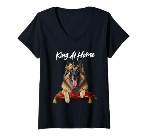 Damen Belgischer Tervurenbesitzer Tierliebhaber Home King Belgische Tervuren T-Shirt mit V-Ausschnitt Damen Belgischer Tervurenbesitzer Tierliebhaber Home King Belgische Tervuren T-Shirt mit V-Ausschnitt von Belgian Tervuren Graphic For Dog Enthusiasts