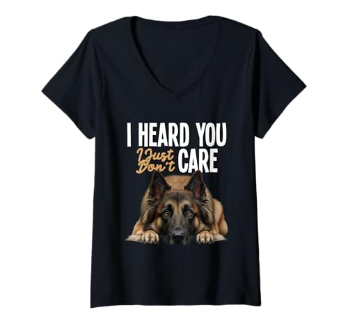 Damen Belgischer Tervurenbesitzer Welpe Don´t Care Belgische Tervuren T-Shirt mit V-Ausschnitt Damen Belgischer Tervurenbesitzer Welpe Don´t Care Belgische Tervuren T-Shirt mit V-Ausschnitt von Belgian Tervuren Graphic For Dog Enthusiasts