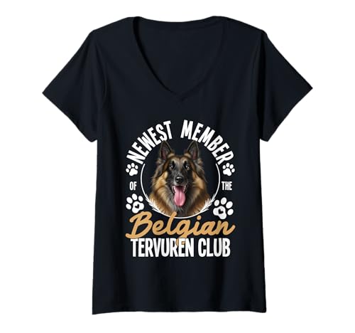 Damen Hundebesitzer Enthusiast Welpenliebhaber Mitglied der belgischen Tervuren T-Shirt mit V-Ausschnitt Damen Hundebesitzer Enthusiast Welpenliebhaber Mitglied der belgischen Tervuren T-Shirt mit V-Ausschnitt von Belgian Tervuren Graphic For Dog Enthusiasts
