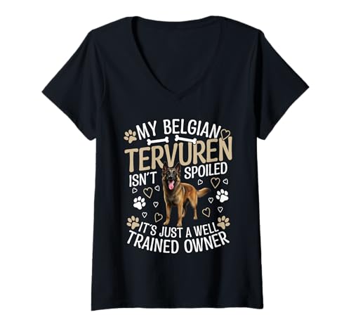 Damen Hundebesitzer Tierliebhaber ausgebildeter Hundebegeisterter Belgischer Tervuren T-Shirt mit V-Ausschnitt Damen Hundebesitzer Tierliebhaber ausgebildeter Hundebegeisterter Belgischer Tervuren T-Shirt mit V-Ausschnitt von Belgian Tervuren Graphic For Dog Enthusiasts