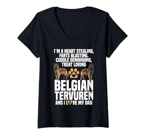 Damen Hundeliebhaber Hundebesitzer EIN Herz Welpe Belgische Tervuren T-Shirt mit V-Ausschnitt Damen Hundeliebhaber Hundebesitzer EIN Herz Welpe Belgische Tervuren T-Shirt mit V-Ausschnitt von Belgian Tervuren Graphic For Dog Enthusiasts