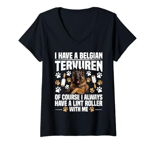 Damen Hundeliebhaber Hundebesitzer Fusselrolle Welpe Belgische Tervuren T-Shirt mit V-Ausschnitt Damen Hundeliebhaber Hundebesitzer Fusselrolle Welpe Belgische Tervuren T-Shirt mit V-Ausschnitt von Belgian Tervuren Graphic For Dog Enthusiasts