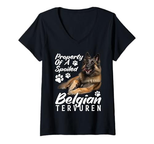 Damen Hundeliebhaber Hundefreund verwöhnter Welpe Belgische Tervuren T-Shirt mit V-Ausschnitt Damen Hundeliebhaber Hundefreund verwöhnter Welpe Belgische Tervuren T-Shirt mit V-Ausschnitt von Belgian Tervuren Graphic For Dog Enthusiasts