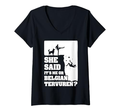 Damen Hundeliebhaber Welpenliebhaber She Said Belgische Tervuren T-Shirt mit V-Ausschnitt Damen Hundeliebhaber Welpenliebhaber She Said Belgische Tervuren T-Shirt mit V-Ausschnitt von Belgian Tervuren Graphic For Dog Enthusiasts