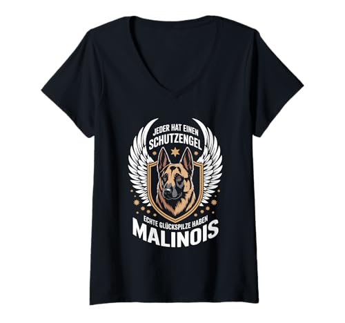 Damen Jeder Hat Einen Schutzengel Malinois T-Shirt mit V-Ausschnitt Damen Jeder Hat Einen Schutzengel Malinois T-Shirt mit V-Ausschnitt von Belgischer Malinois Hundeliebhaber Schutzengel