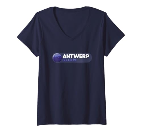 Damen Antwerpen-Logo-Emblem - Antwerpen Belgien T-Shirt mit V-Ausschnitt Damen Antwerpen-Logo-Emblem - Antwerpen Belgien T-Shirt mit V-Ausschnitt von Belgium Adventure Gear