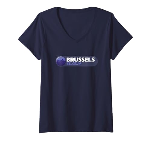 Damen Brüssel Logo Emblem - Brüssel Belgien T-Shirt mit V-Ausschnitt Damen Brüssel Logo Emblem - Brüssel Belgien T-Shirt mit V-Ausschnitt von Belgium Adventure Gear