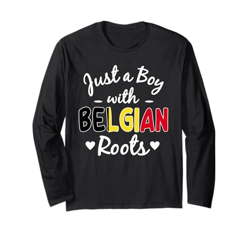 Just A Boy With Belgian Roots Belgien Men Boys Langarmshirt Just A Boy With Belgian Roots Belgien Men Boys Langarmshirt von Belgium Flag Designs Proud Belgian Roots