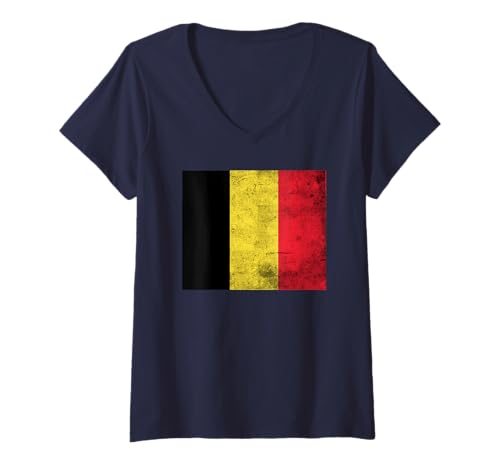 Damen Belgien Flagge Grafik für Männer Frauen Kinder T-Shirt mit V-Ausschnitt Damen Belgien Flagge Grafik für Männer Frauen Kinder T-Shirt mit V-Ausschnitt von Belgium Flag Graphic Store