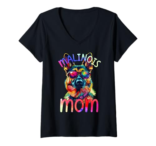 Damen Belgien Malinois Lovers Pop Art Damen Belgien Malinois Mama T-Shirt mit V-Ausschnitt Damen Belgien Malinois Lovers Pop Art Damen Belgien Malinois Mama T-Shirt mit V-Ausschnitt von Belgium Malinois Dog Lovers Designs