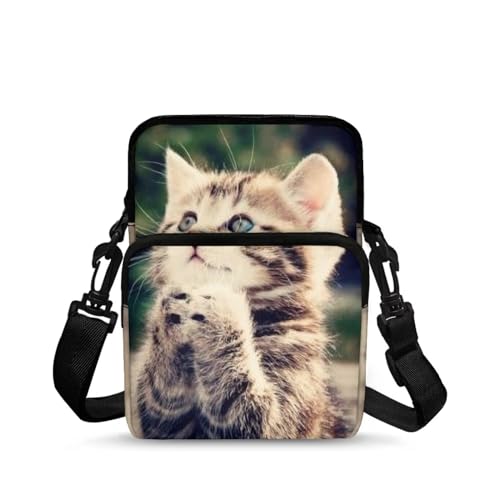 Belidome 2-lagige Umhängetasche, Handy-Tasche für Kinder, Mädchen, Jungen, Cat-2 von Belidome