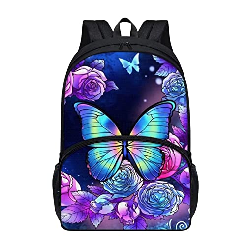 Belidome 43,2 cm Kinder-Schulrucksack mit Taschen, Büchertasche, leichter Rucksack, leicht, schmetterling, Einheitsgröße von Belidome