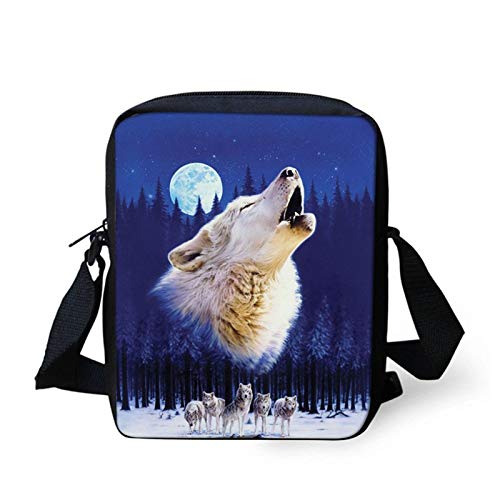 Belidome Animal Wolf Crossbody Bags Durable & Lightweight Messenger Bag for Kids Girls Boys von Belidome