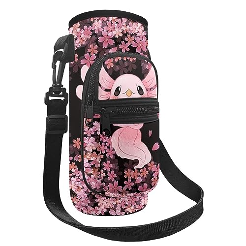 Belidome Axolotl Kirschblüte Kinder Wasserflaschenhalter für Mädchen Jungen Schule Flasche Tragetasche Handtasche von Belidome