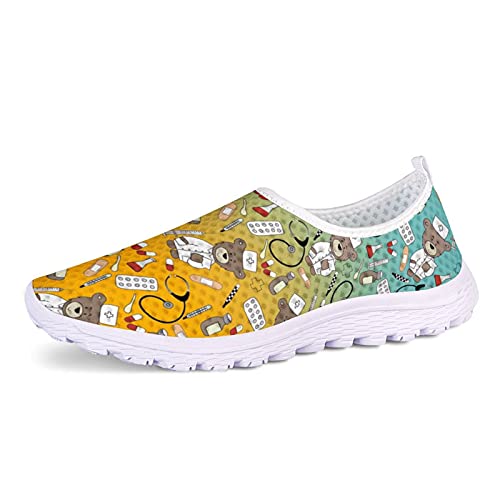 Belidome Bear Nurse Design Turnschuhe Slip on Flat Turnschuhe Weiche atmungsaktive Schuhe für Frauen Männer von Belidome