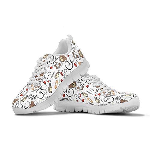 Belidome Bear Nurse Design Unisex weiße Turnschuhe für Sport Mesh Trainer Schuhe Durable Breathable 40EU von Belidome