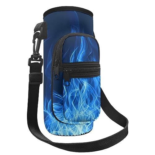 Belidome Blue Fire Jungen Wasserflaschenhalter Abdeckung Taschen für Schule Crossbody Carrier Cases Beutel Handtasche von Belidome