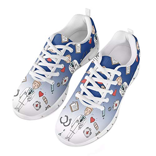 Belidome Blue Nurse Design Herren Turnschuhe Soft Turnschuhe Lässig atmungsaktiv rutschfeste Flache Sportschuhe 45EU von Belidome
